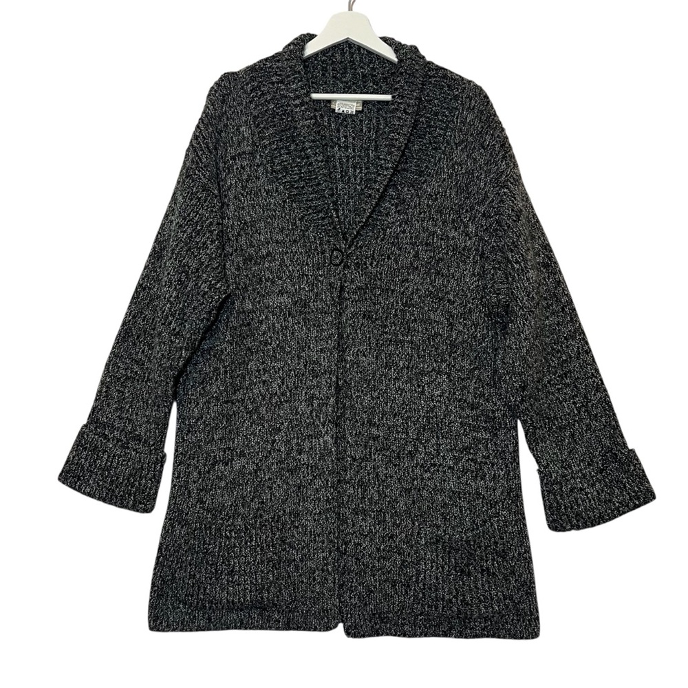 Coldwater Creek Charcoal Sweater Cardigan knit Small Size Gray button pockets